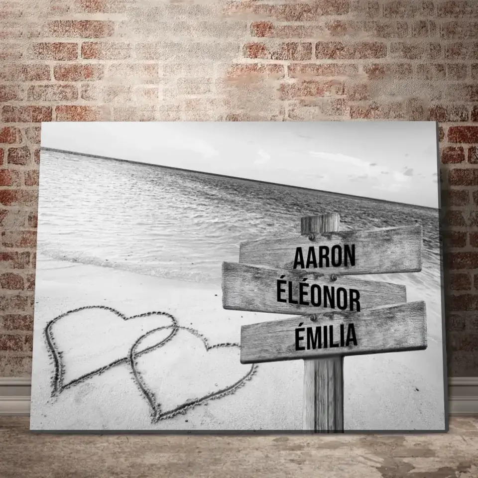 Tableau prénom « plage & cœur » Love-Gallery