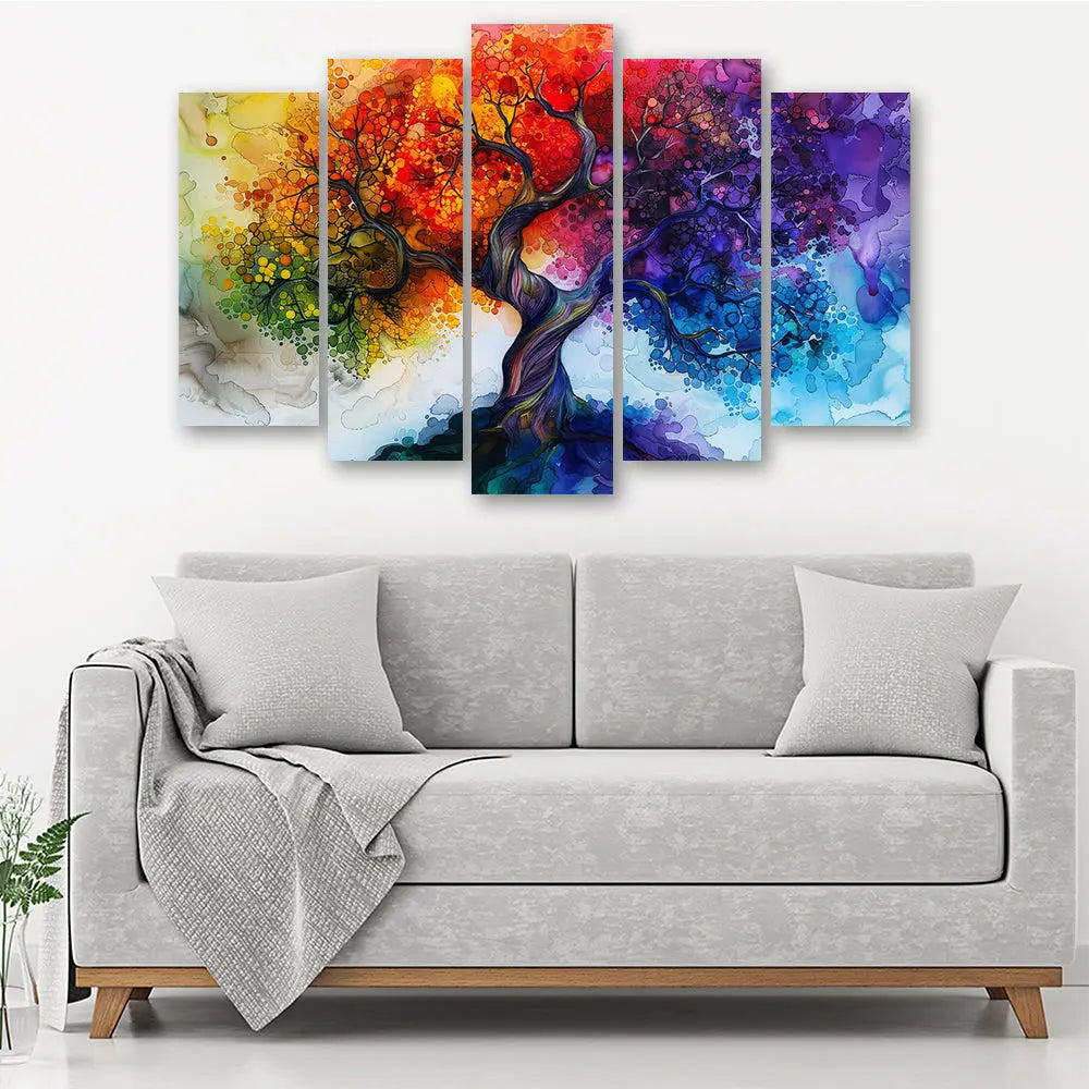 Tableau arbre de vie multicolore abstrait Love-Gallery