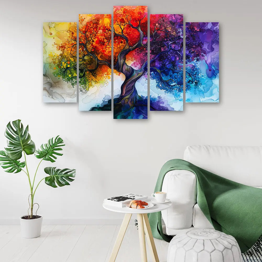 Tableau arbre de vie multicolore abstrait Love-Gallery