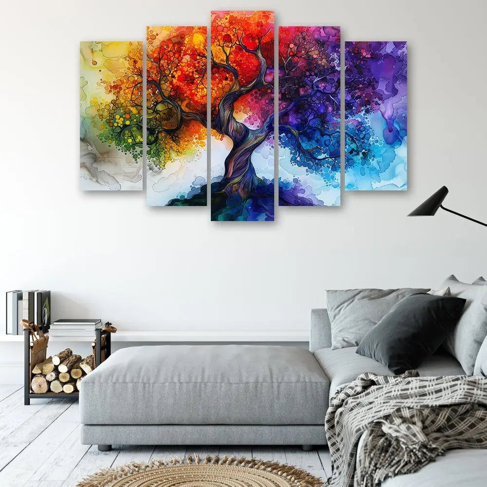 Tableau arbre de vie multicolore abstrait Love-Gallery