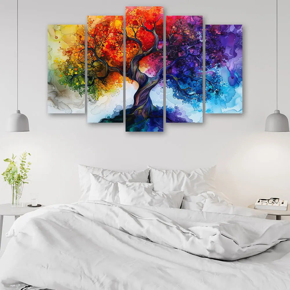 Tableau arbre de vie multicolore abstrait Love-Gallery