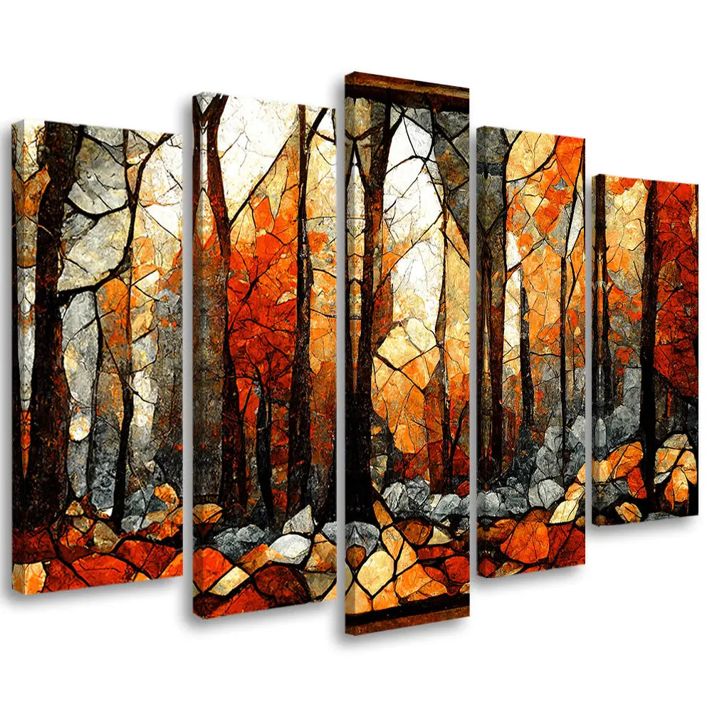 Tableau forêt d’automne mosaïque abstrait Love-Gallery
