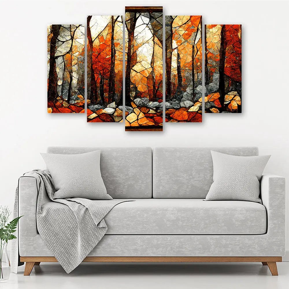 Tableau forêt d’automne mosaïque abstrait Love-Gallery