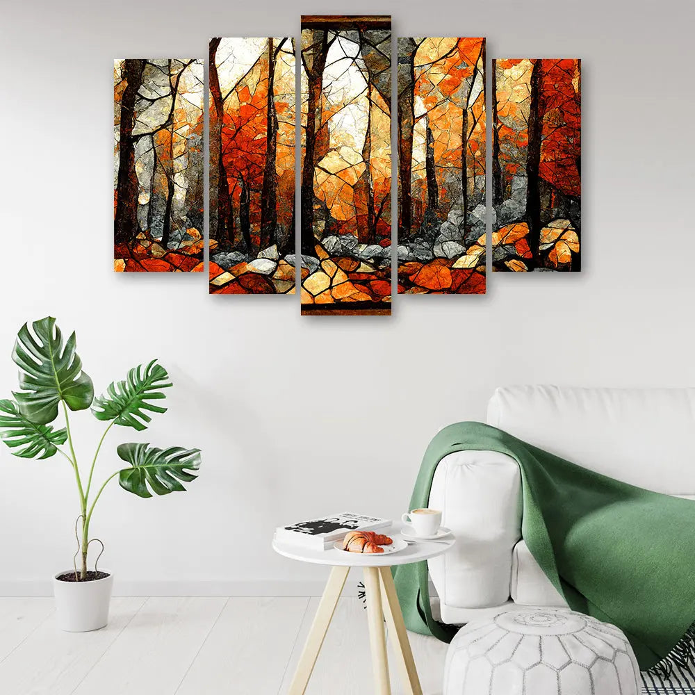 Tableau forêt d’automne mosaïque abstrait Love-Gallery