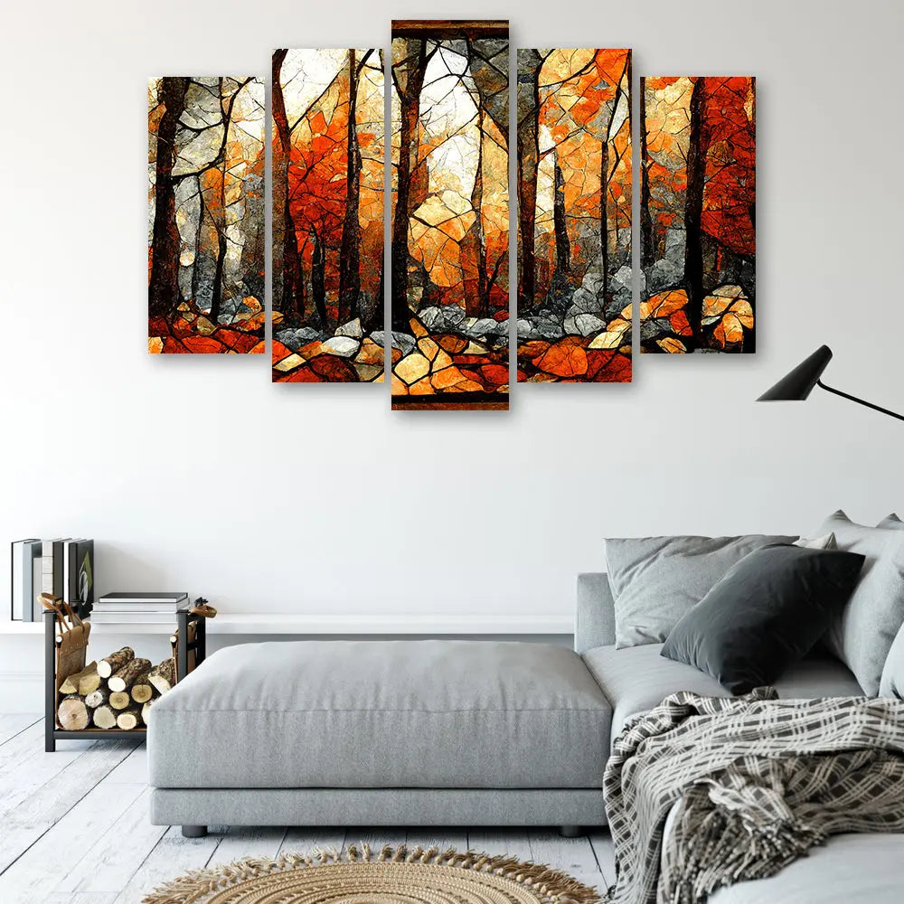 Tableau forêt d’automne mosaïque abstrait Love-Gallery