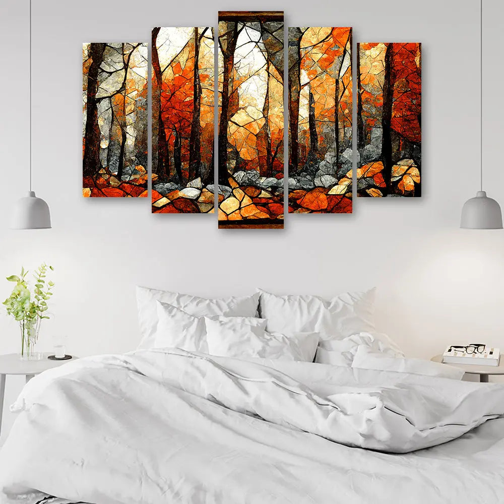 Tableau forêt d’automne mosaïque abstrait Love-Gallery
