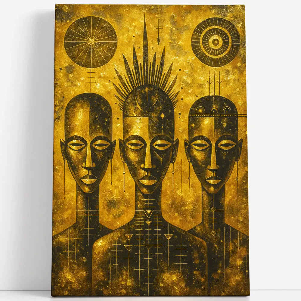 Tableau doré visages africain