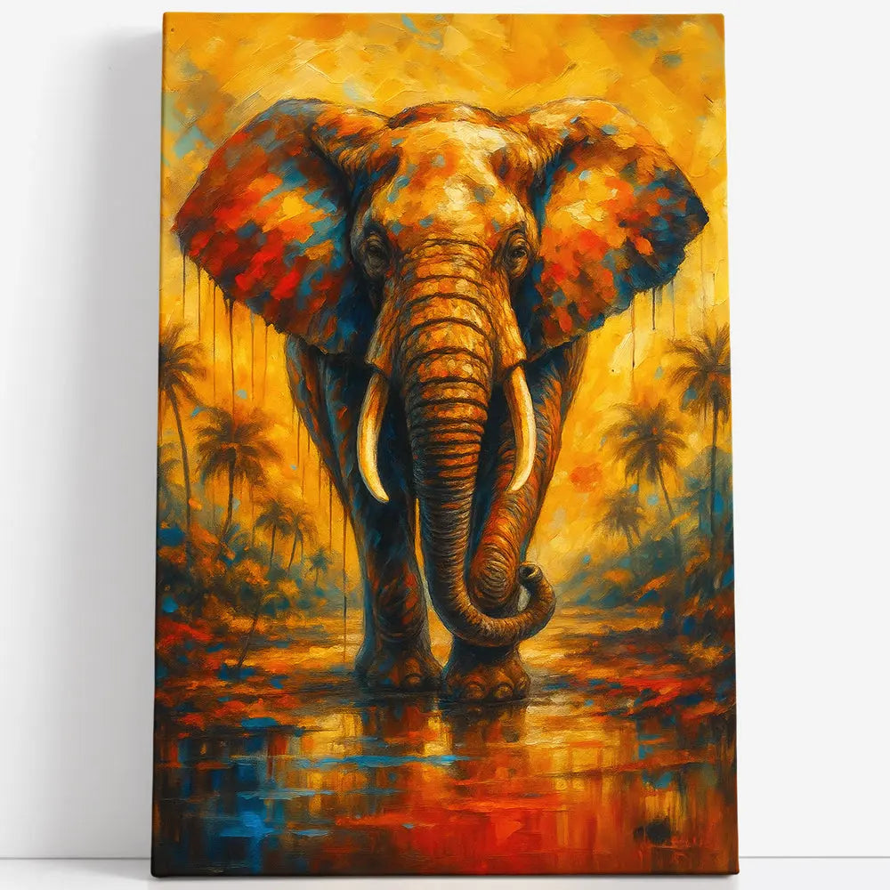 Tableau éléphant Afrique coloré