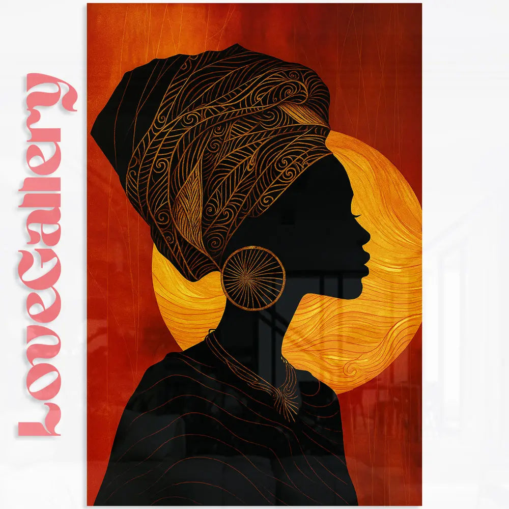 Tableau femme africaine turban doré