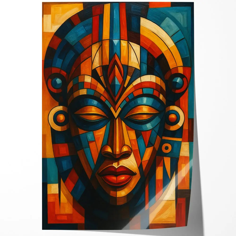 Tableau masque africain cubiste