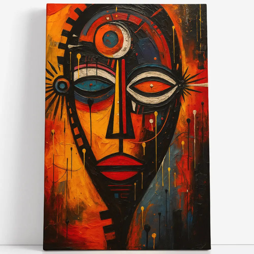 Tableau visage abstrait africain