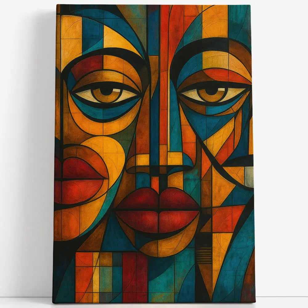 Tableau visage cubiste géométrique