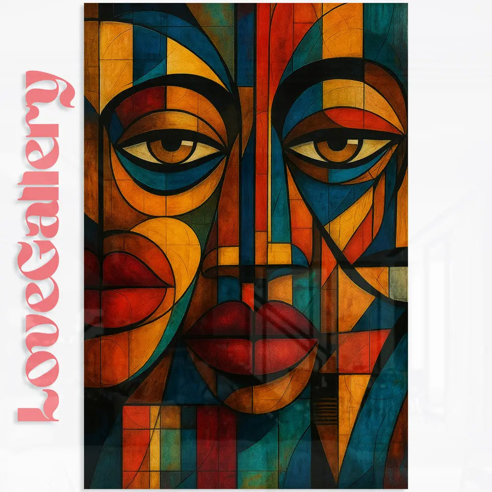 Tableau visage cubiste géométrique