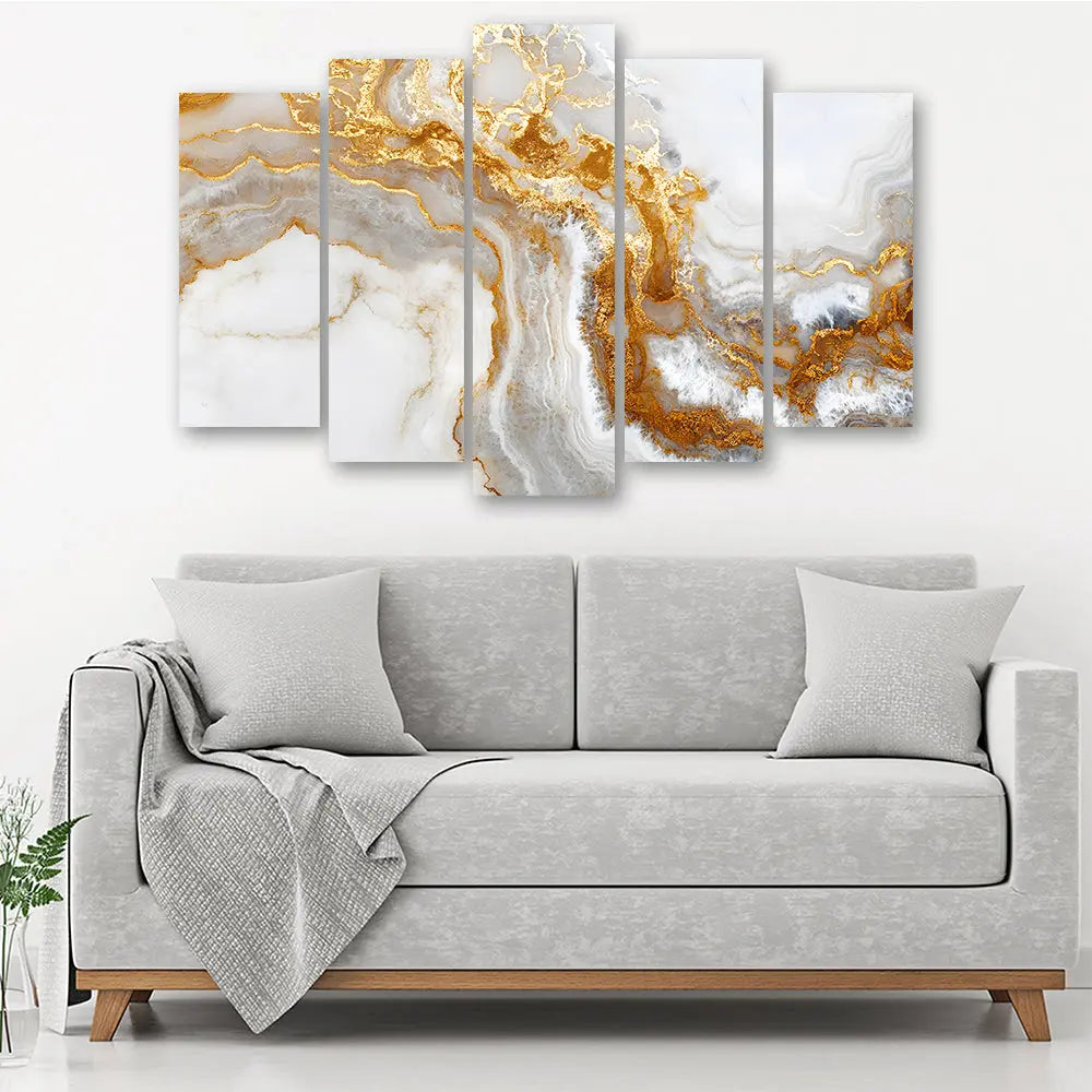 Tableau abstrait effet marbre doré Love-Gallery