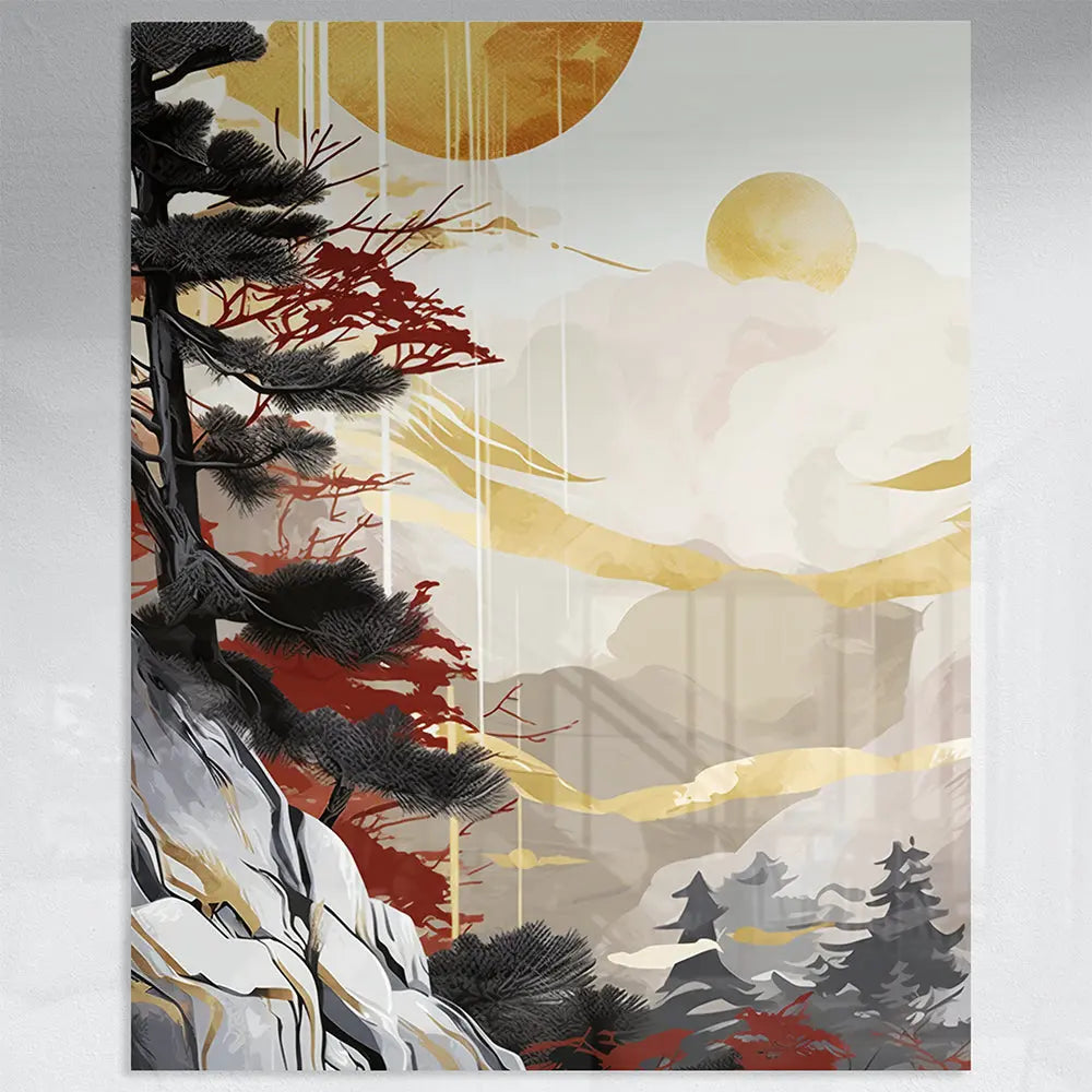 Tableau montagne japonaise abstraite Love-Gallery