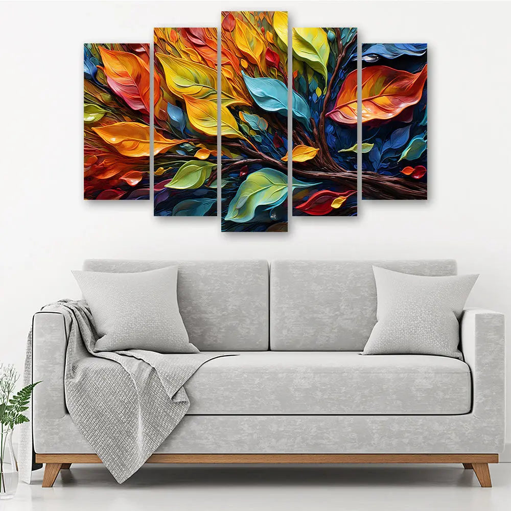Tableau abstrait feuilles coloré Love-Gallery