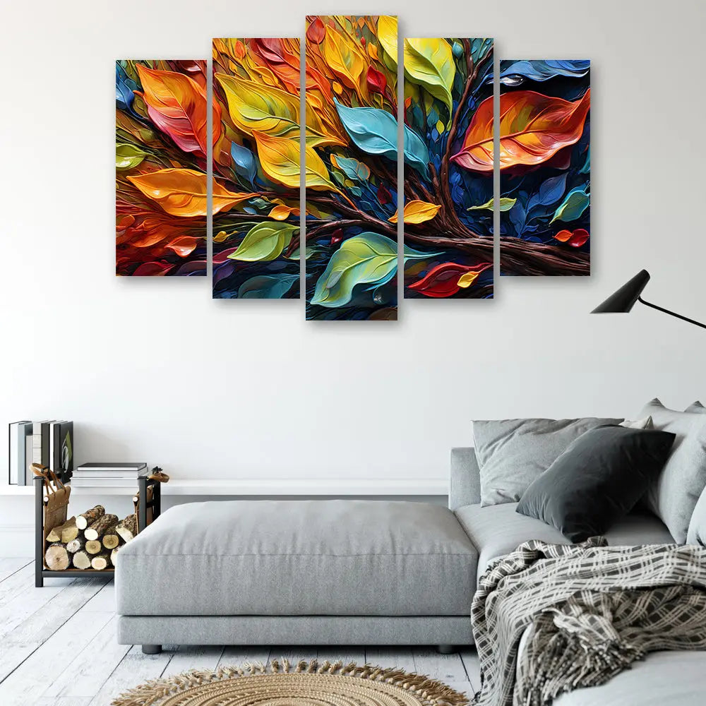 Tableau abstrait feuilles coloré Love-Gallery