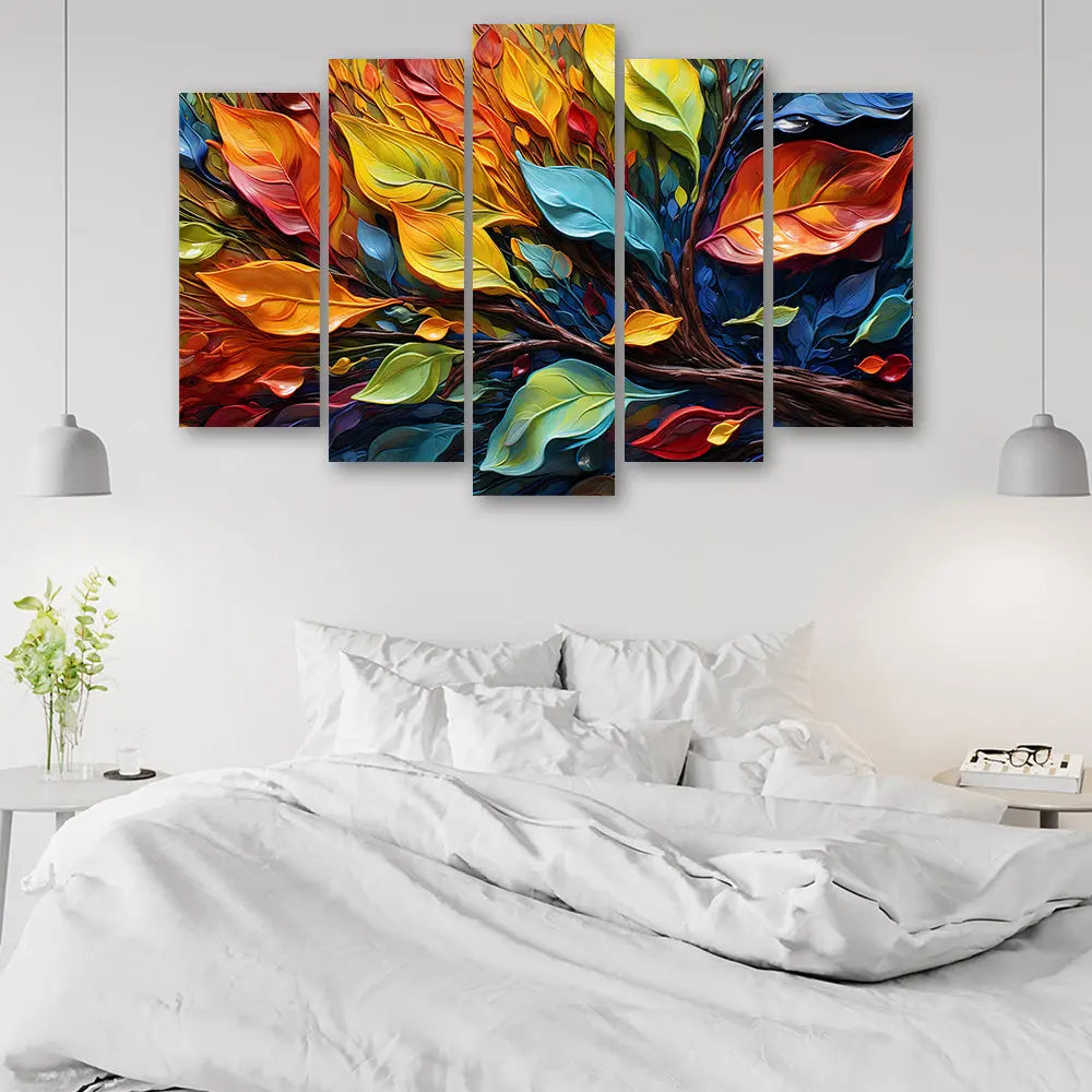 Tableau abstrait feuilles coloré Love-Gallery