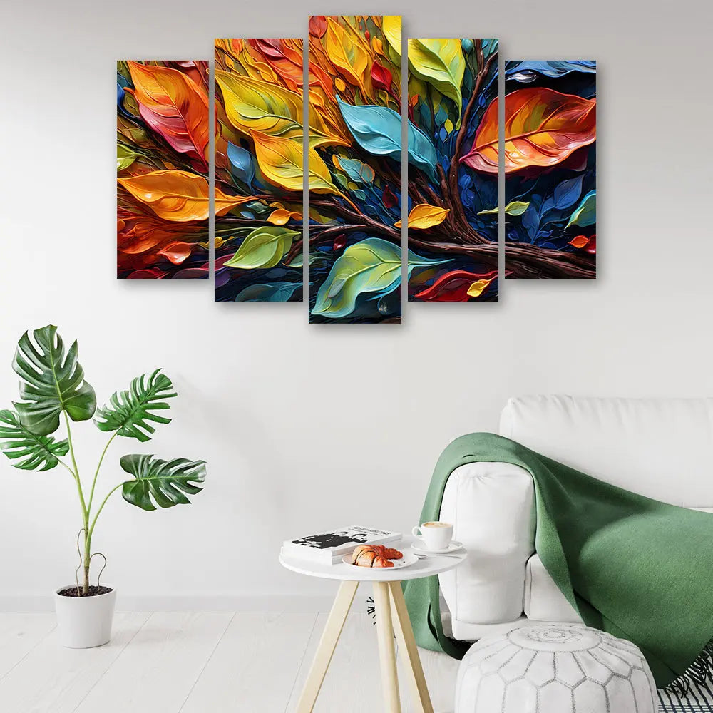 Tableau abstrait feuilles coloré Love-Gallery