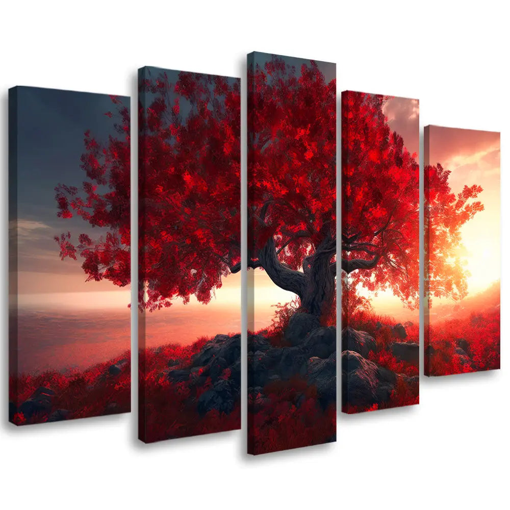 Tableau arbre de vie rouge Love-Gallery