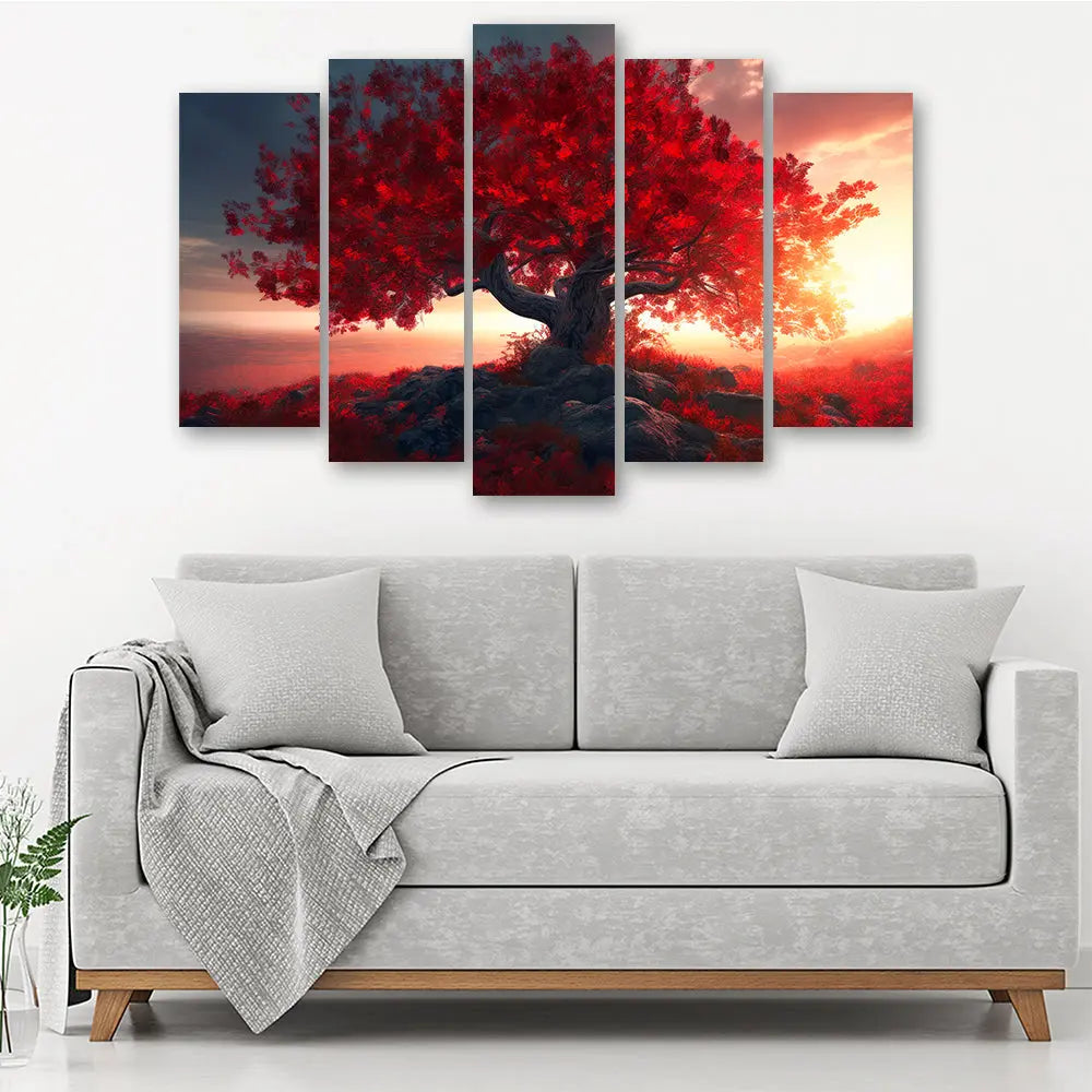 Tableau arbre de vie rouge Love-Gallery