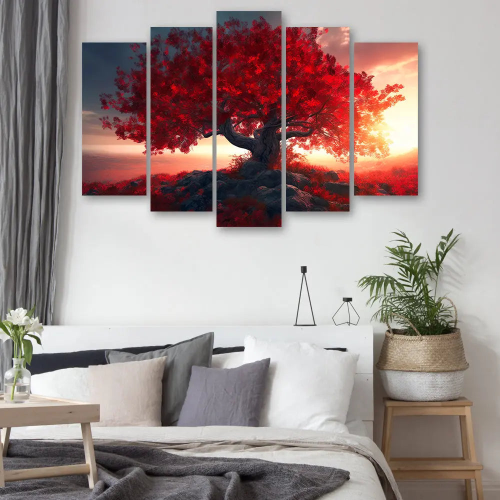 Tableau arbre de vie rouge Love-Gallery