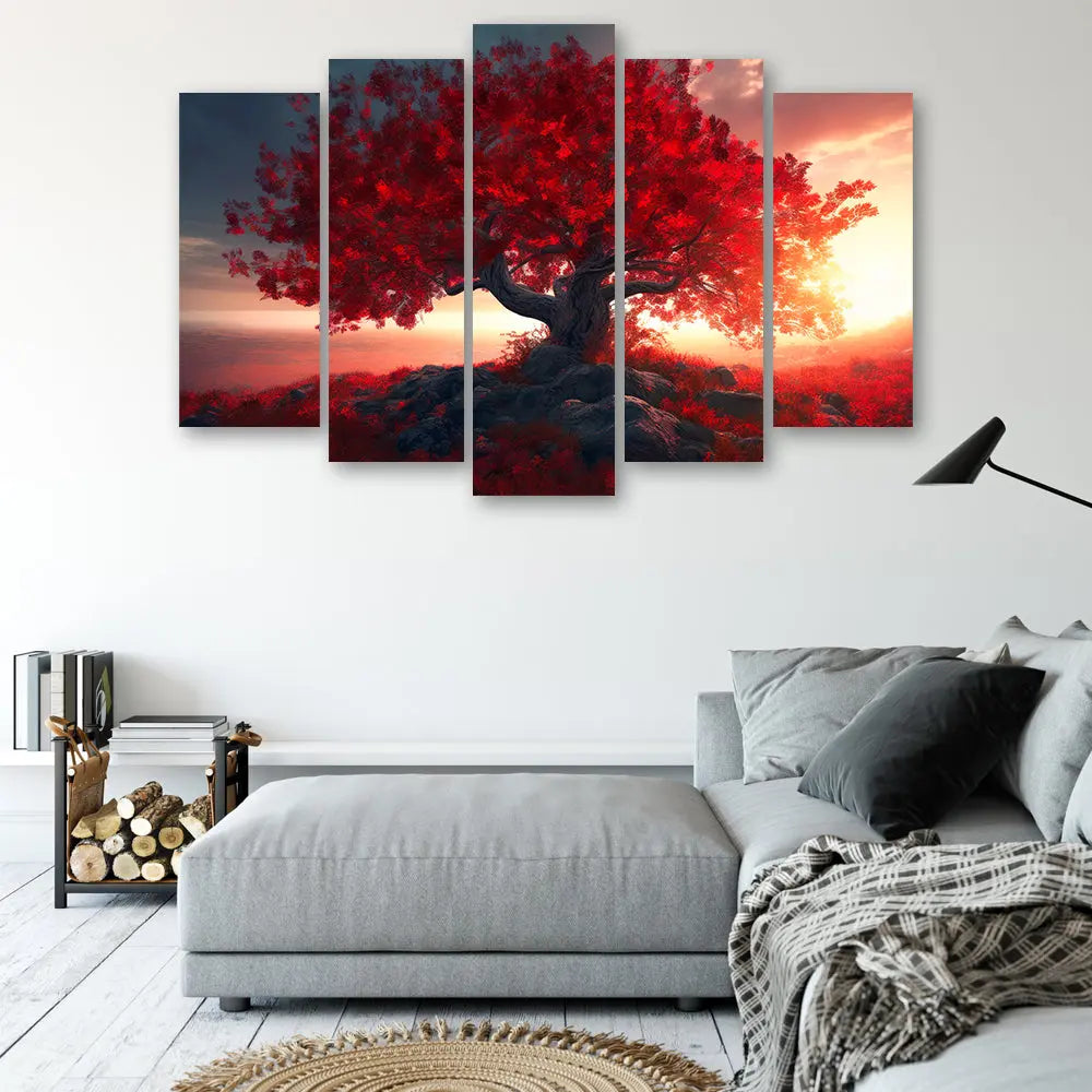 Tableau arbre de vie rouge Love-Gallery