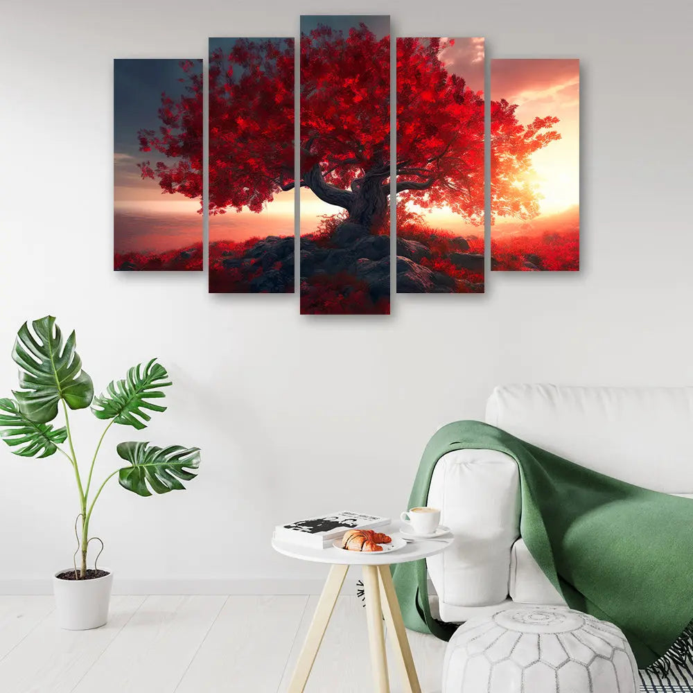 Tableau arbre de vie rouge Love-Gallery