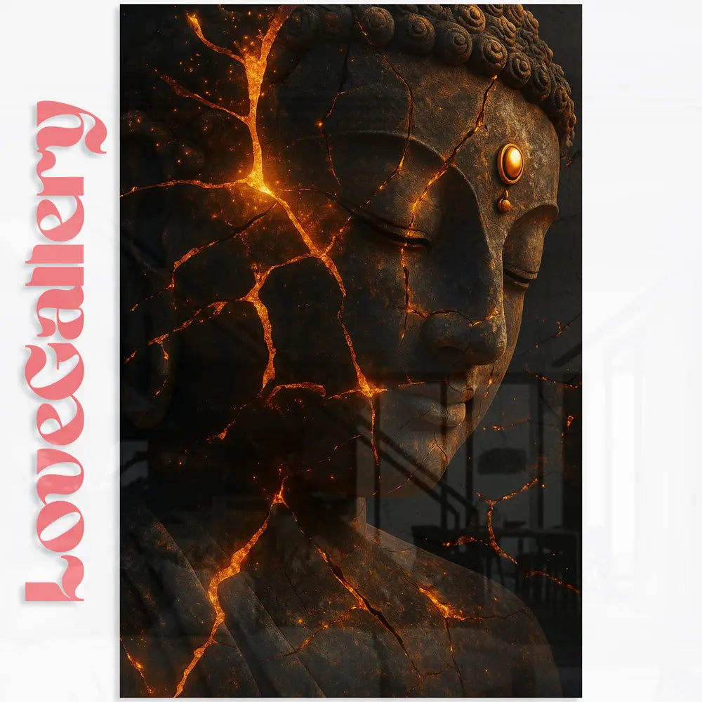 Tableau Bouddha craquelé style Kintsugi zen Love-Gallery