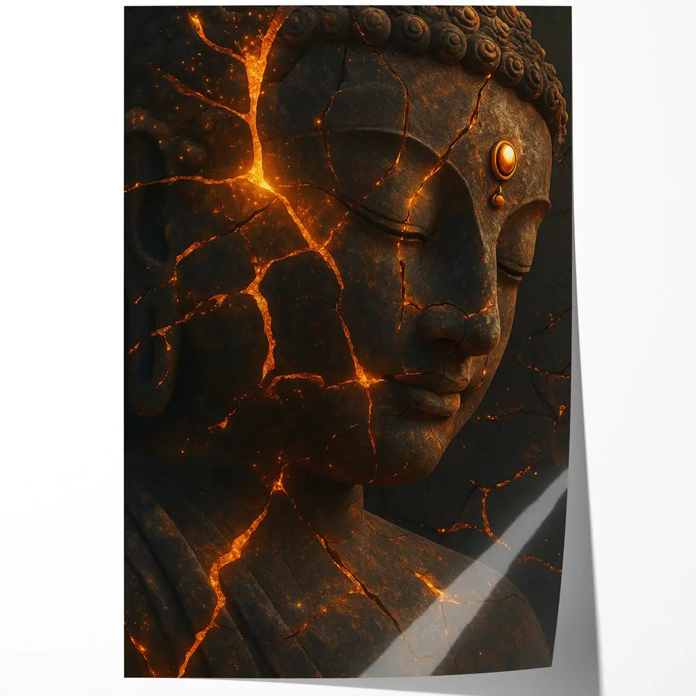 Tableau Bouddha craquelé style Kintsugi zen Love-Gallery