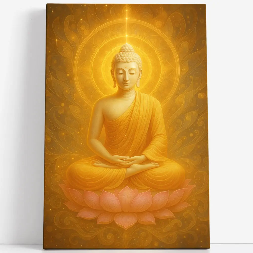 Tableau Bouddha méditation sur lotus doré Love-Gallery