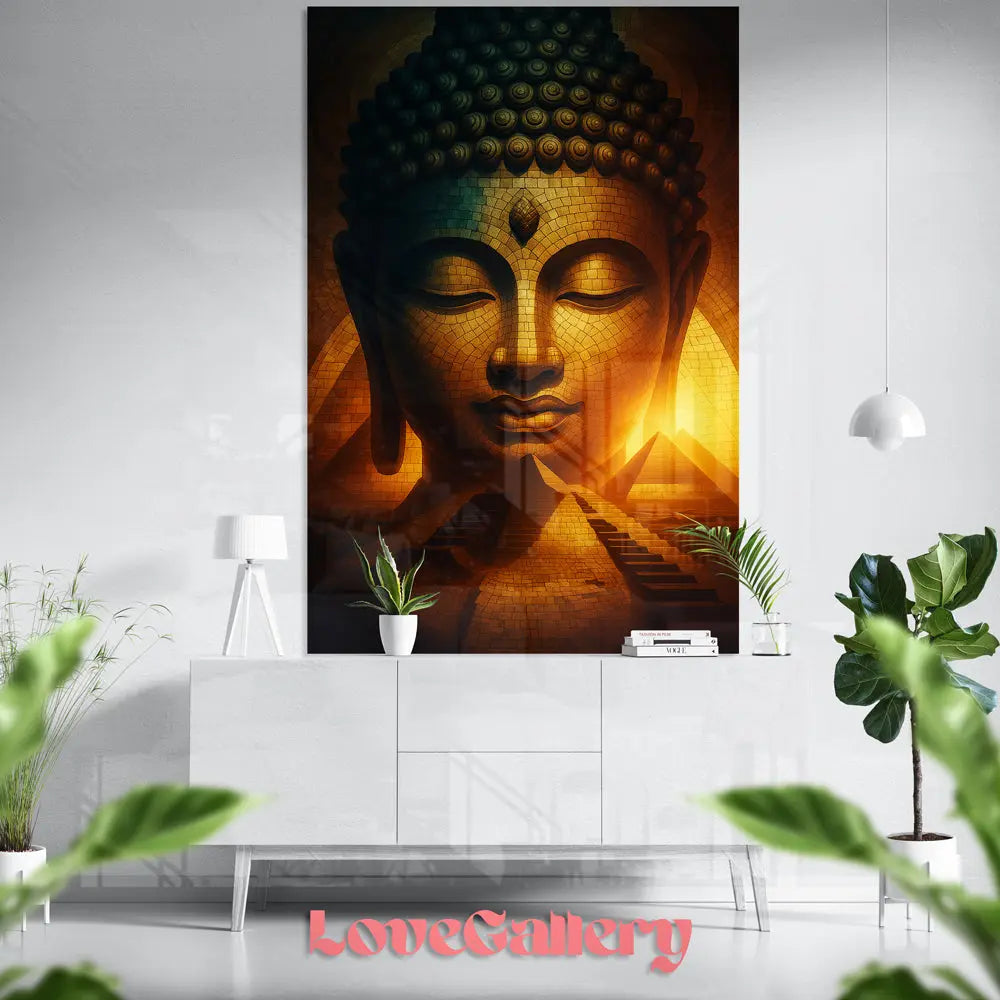 Tableau Bouddha mosaïque doré Love-Gallery