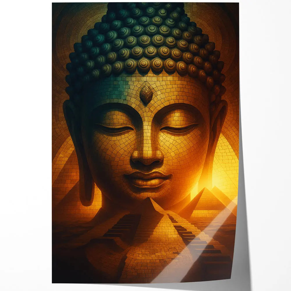 Tableau Bouddha mosaïque doré Love-Gallery