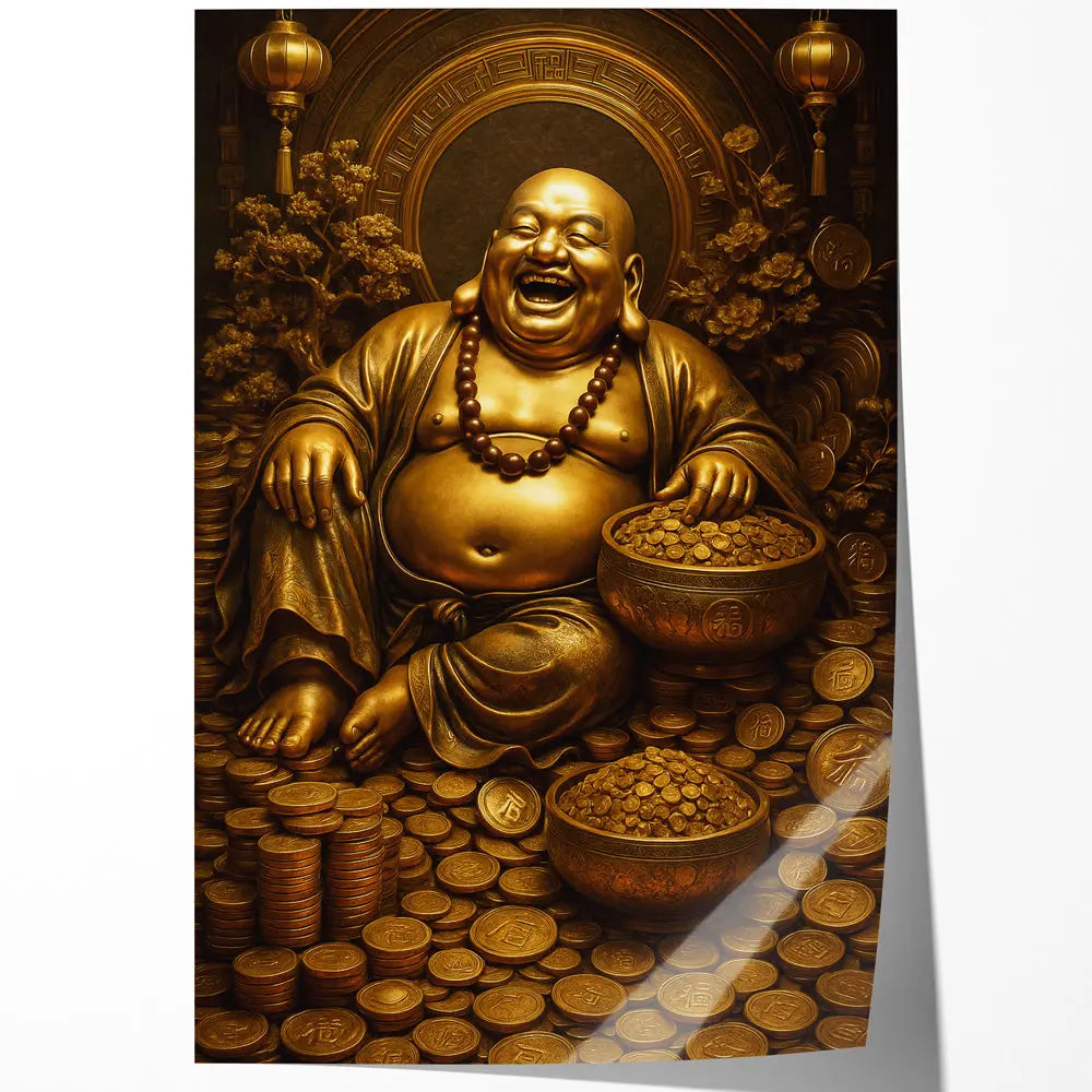 Tableau bouddha rieur or Love-Gallery