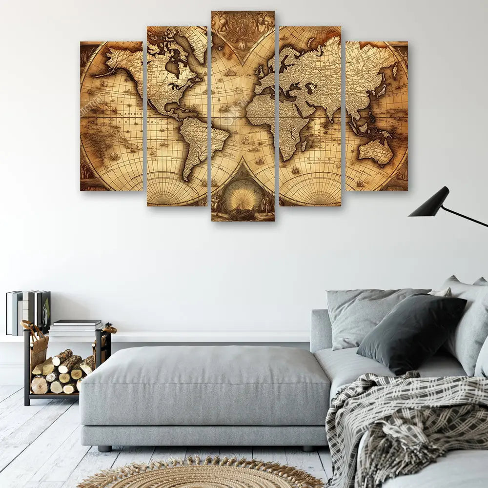 Tableau carte du monde ancienne Love-Gallery