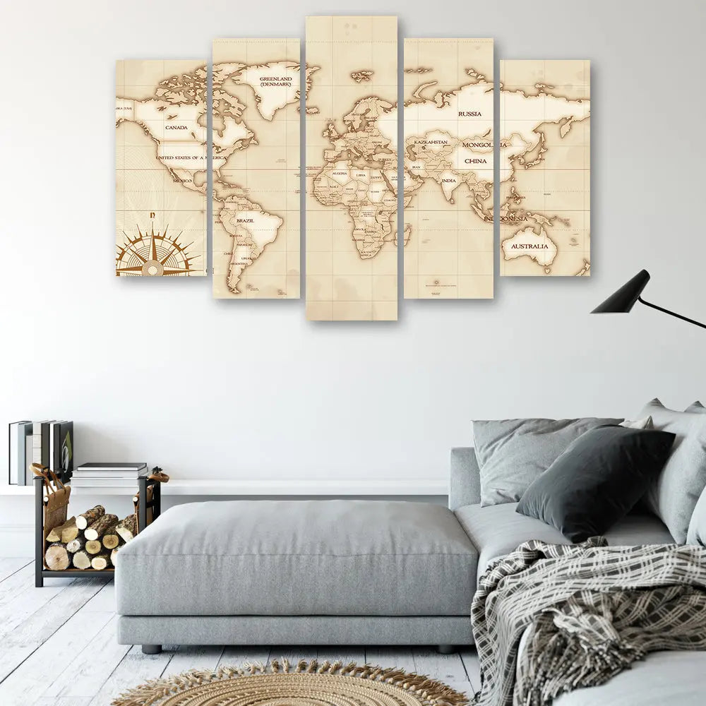 Tableau mappemonde vintage Love-Gallery
