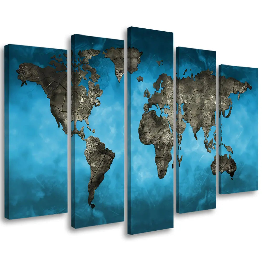 Tableau carte monde bleu bronze Love-Gallery