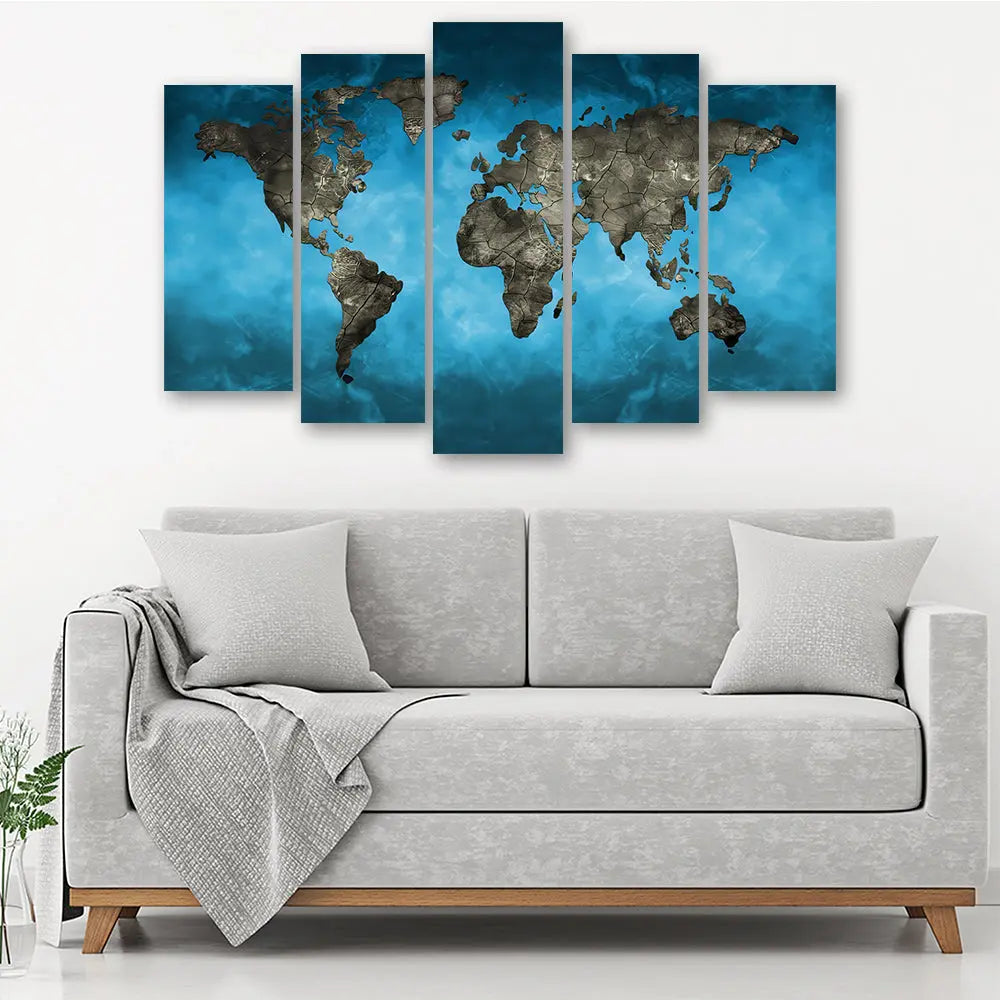 Tableau carte monde bleu bronze Love-Gallery