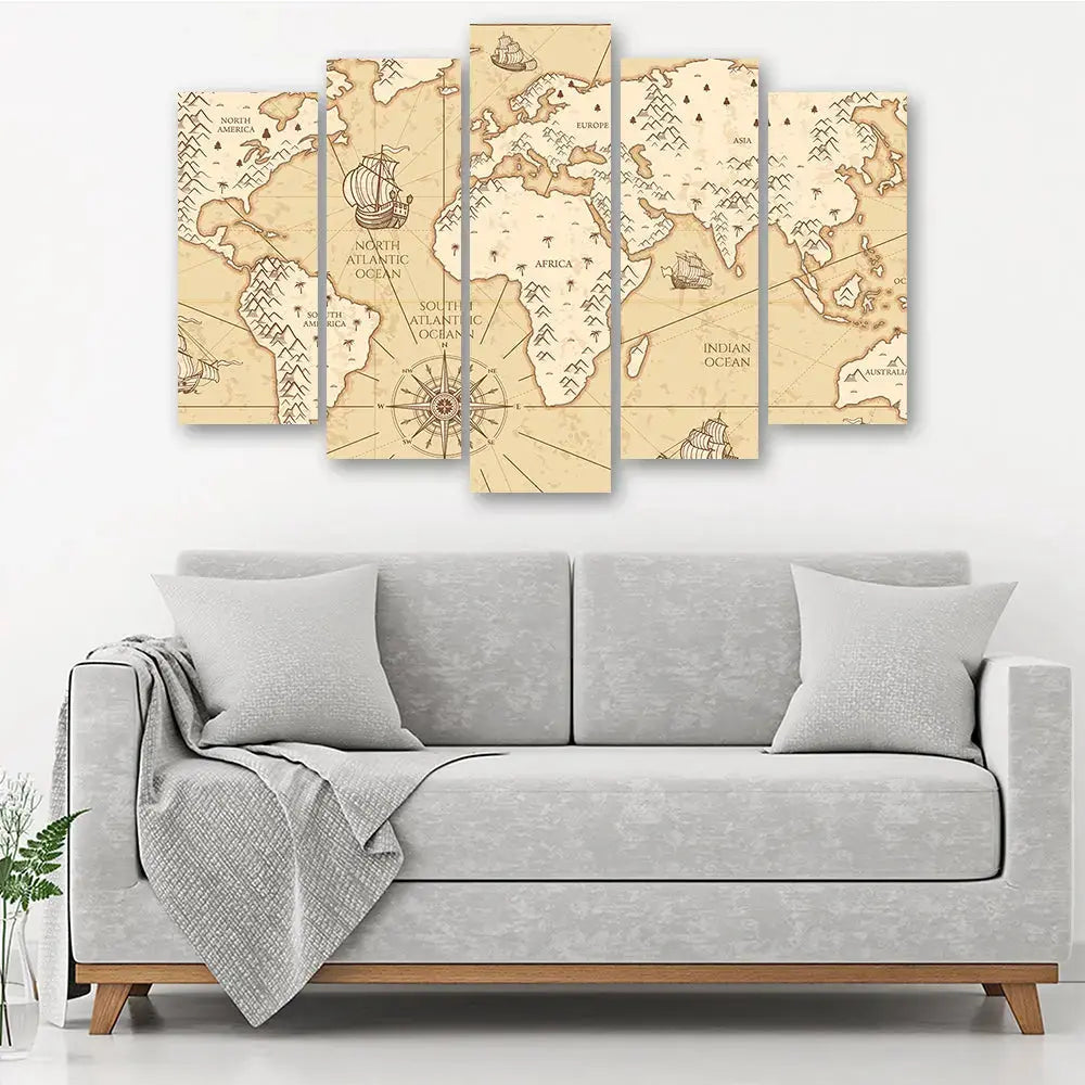 Tableau carte du monde vintage beige Love-Gallery
