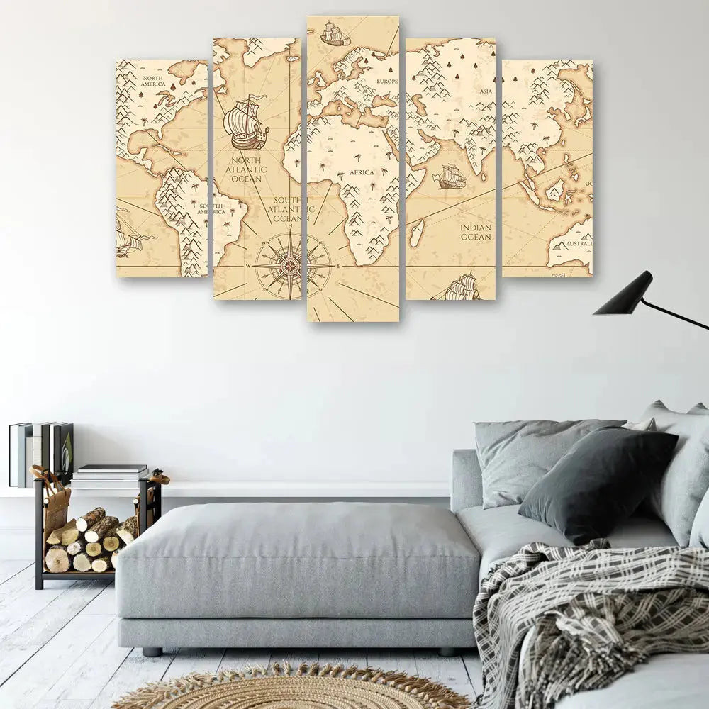 Tableau carte du monde vintage beige Love-Gallery