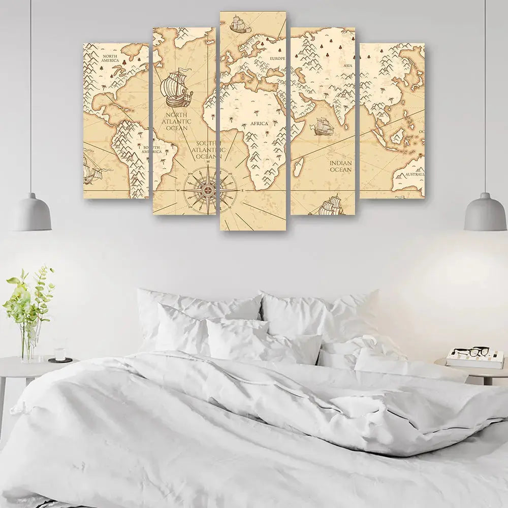 Tableau carte du monde vintage beige Love-Gallery
