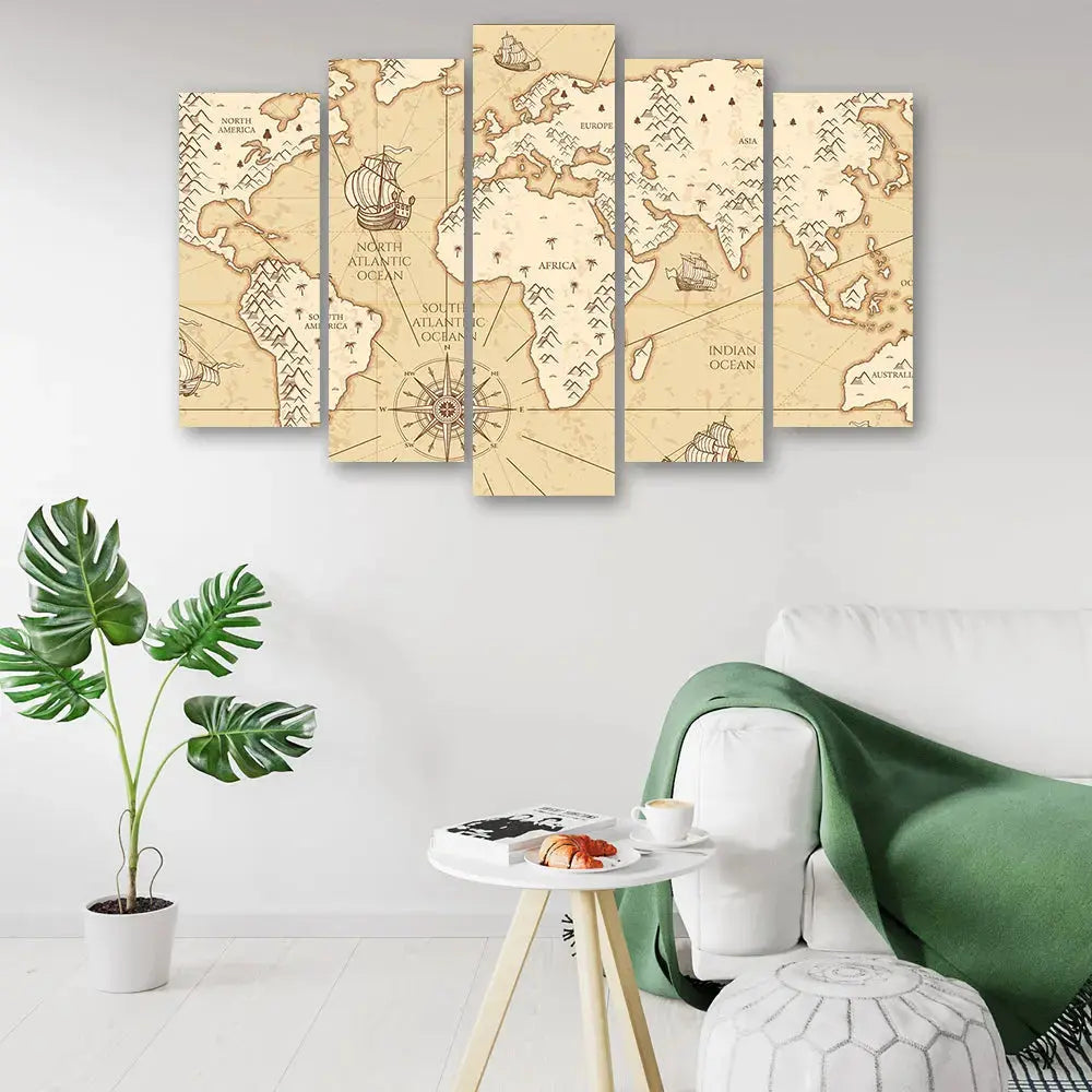 Tableau carte du monde vintage beige Love-Gallery