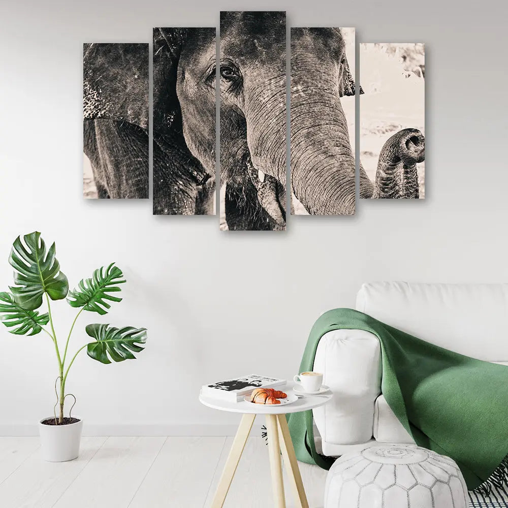 Tableau éléphant noir et blanc Love-Gallery