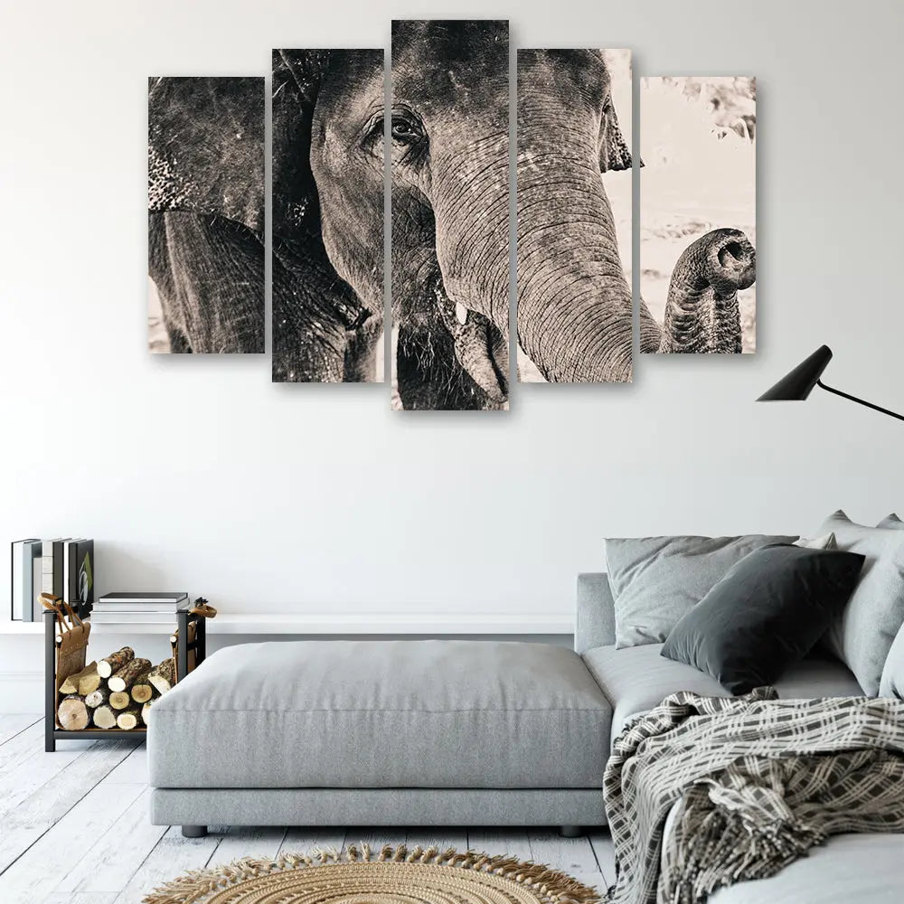 Tableau éléphant noir et blanc Love-Gallery