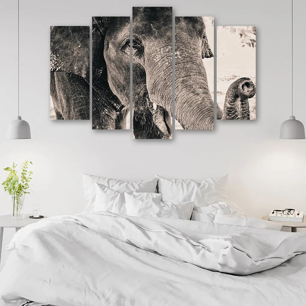 Tableau éléphant noir et blanc Love-Gallery