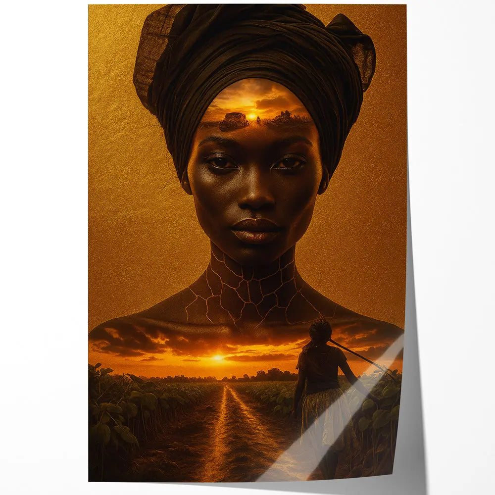 Tableau femme africaine coucher soleil Savane Love-Gallery
