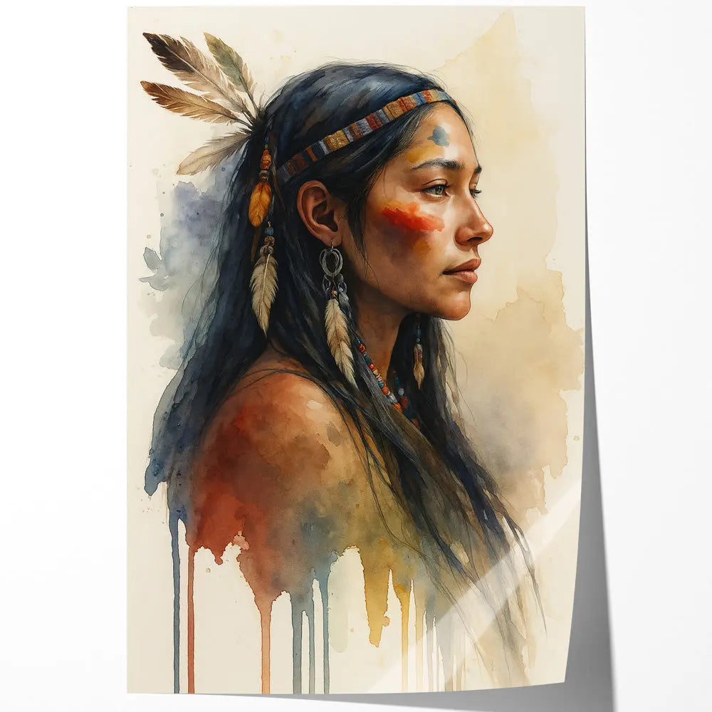 Tableau femme indienne aquarelle Love-Gallery