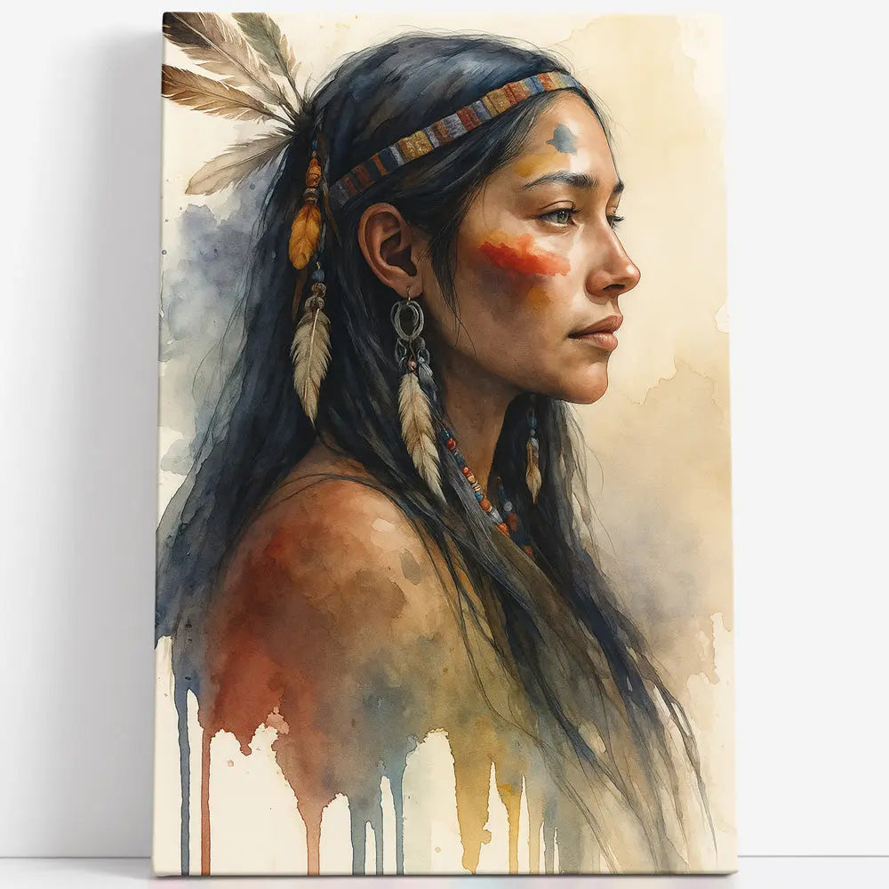 Tableau femme indienne aquarelle Love-Gallery