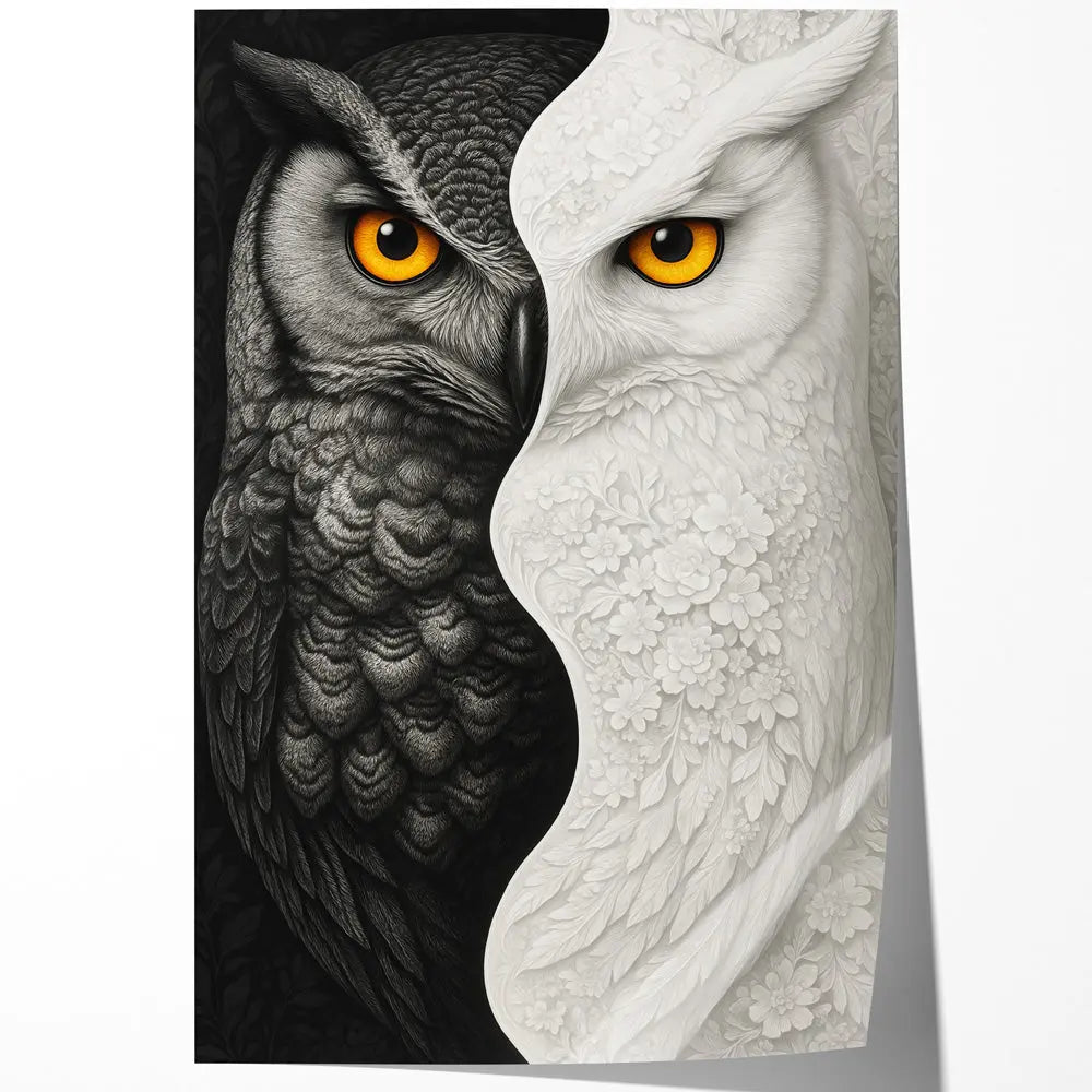 Tableau hibou noir blanc Love-Gallery