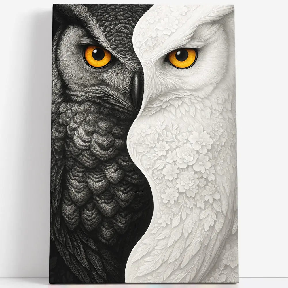 Tableau hibou noir blanc Love-Gallery